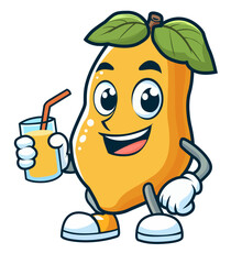 Cute papaya fruit character illustration, for sticker, mascot
