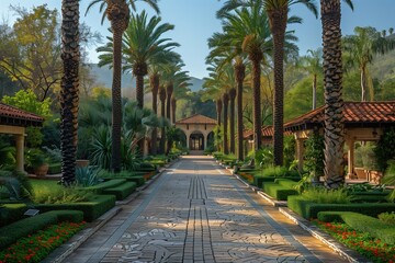 Obraz premium Palm Tree-Lined Walkway