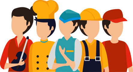 Naklejka premium Labour Day Illustration BackgroundVarious Occupations People For Labor Day