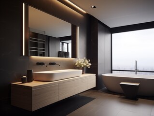 Fototapeta na wymiar A Modern Bathroom Design Showcased in Broad Daylight
