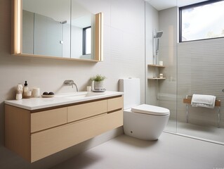 Fototapeta na wymiar A Modern Bathroom Interior Bathed in Natural Light