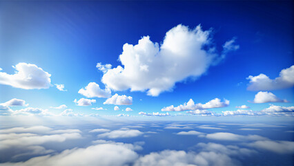 Vivid Blue Sky with Fluffy White Clouds