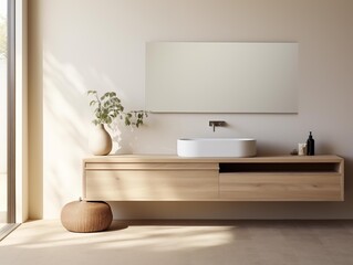 A Modern Bathroom Vanity Bathed in Morning Light