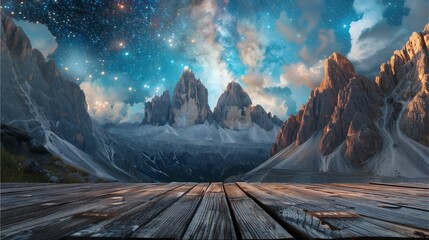 Sundown Splendor: Majestic mountain vista with snowy peaks under a vibrant sky.Generative AI illustration. - obrazy, fototapety, plakaty