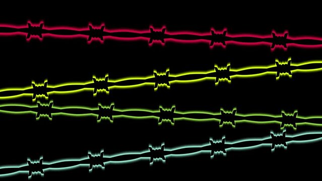 Barbed wire. A template for animation.Neon glow.