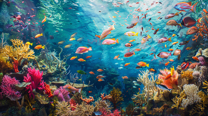 Tropical Symphony: Colorful Fish in Coral Reef