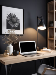 Sleek Simplicity, A Minimalist Home Office in Gray Tones