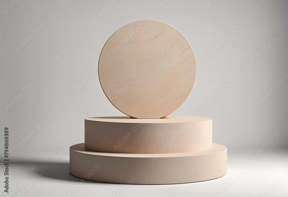 Poster earthly sandstone empty podium product display for product presentation