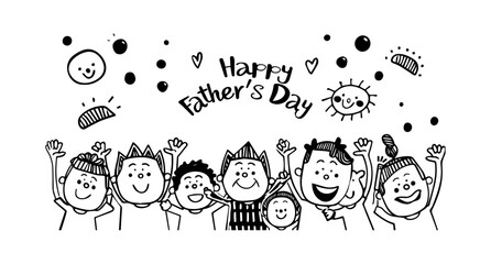 Fototapeta premium Joyful Family Celebrating Father’s Day, Doodle Illustration