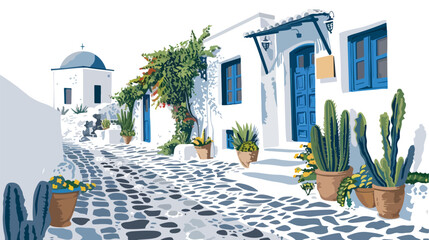 National greek architecture in Megalochori village - obrazy, fototapety, plakaty