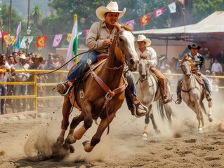 Naklejka na ściany i meble Traditional Mexican Rodeo Event Celebrated During Cinco de Mayo Festivities
