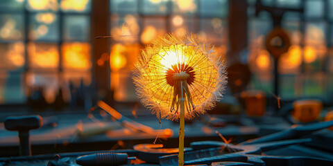 Sunlit Dandelion, Symbol of Hope and Dreams, Ethereal Nature Close-up