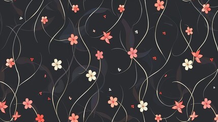 flowers seamless pattern on a black background