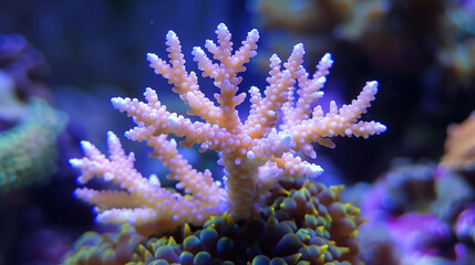 Coral Bleaching on the Great Barrier Reef, Coral bleaching climate change, photo illustration of coral bleaching threat. Dead, Bleached Coral Reef - Rising sea temperatures and Global Warming.  