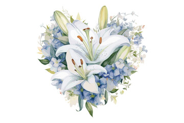 Watercolor art,
Lilies,
Easter lilies,
Flower crosses,
Decorative art,
White background,
Floral illustration,
Easter decorations,
Springtime art,
Religious art,
Watercolor painting,
Lily flowers,