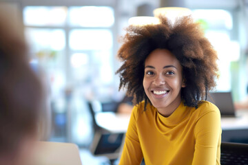 Friendly interaction at modern office