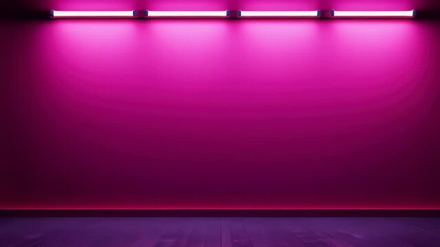 A room with pink walls and purple lights