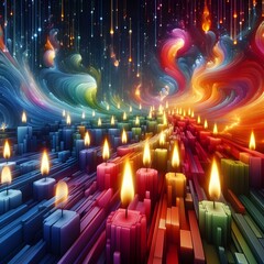 Vibrant Abstract Candles Illuminate Your Space with Colorful Elegance