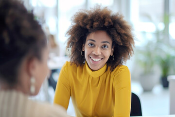 Friendly interaction at modern office