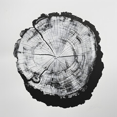 black and white tree stump cross section
