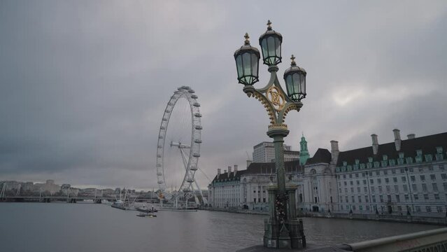 London, United Kingdom - The Westminster Bridge Over Thames River, and the London Eye in the background