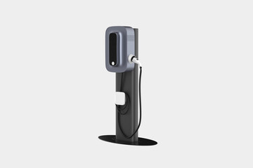Public charging battery for modern electric vehicles with mockup. 3d illustration