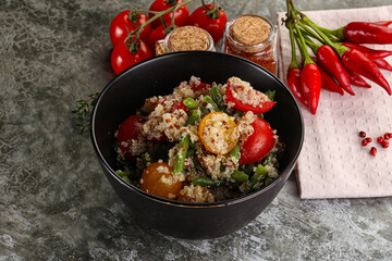 Vegan boiled quinoa with vegetables