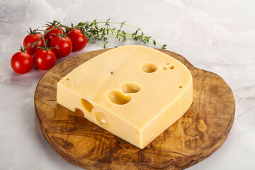 Maasdam cheese brick over board - 794889507