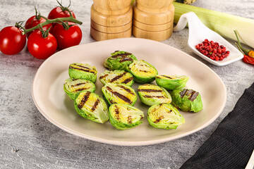 Grilled green brussel sprout cabbage