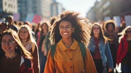 A group of women marching together for equality and justice