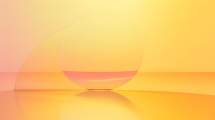 Pastel yellow , seemingly reflective surface with a curved line, Minimalism Modern Backdrop