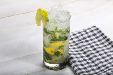 Mojito cocktail with lime and rum
