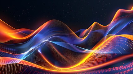 Modern abstract background with wavy lines. Digitalfuture technology concept. Generative Ai