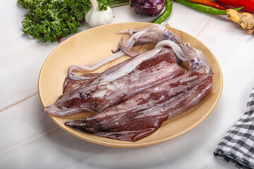 Raw fresh squid for grill