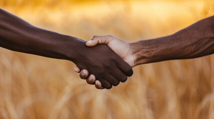 A strong handshake between two Black men symbolizing unity