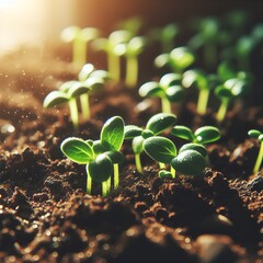a sprout growing from the soil - obrazy, fototapety, plakaty
