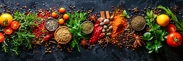 Vibrant Spices and Herbs for Cooking, Colorful Kitchen Ingredients