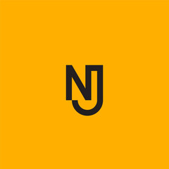 NJ monogram logo in black color. - obrazy, fototapety, plakaty