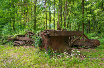 Ruins of the Kaymoor Mine Site at New River Gorge National Park and Preserve in southern West Virginia in the Appalachian Mountains