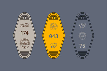 Retro Blue Cream Hotel Keychain Vector