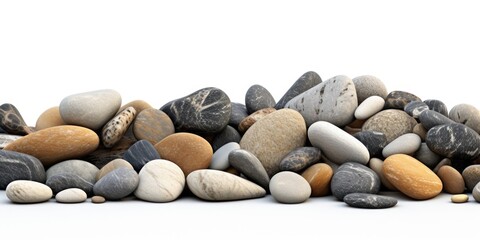 A pile of rocks with a white background