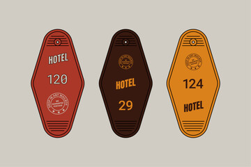 Retro Wavy Hotel Keychain Vector