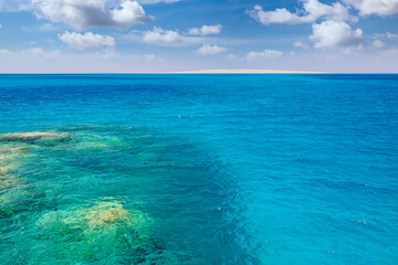 Turquoise water and coral reef in the Red Sea, Egypt.