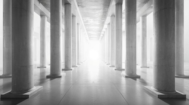 Empty Conference Space with Large Pillars. Contemporary Business Presentation Background.