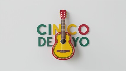  Cinco de Mayo holiday celebration with cactus, maracas and sombrero hat. Generative Ai