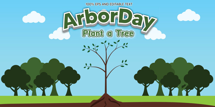 arbor day template banner illustration editable text