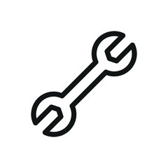 Wrench isolated icon set, double open end wrench vector symbol with editable stroke