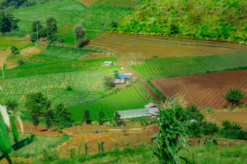 Beautiful natural views of the agricultural mountain ranges in Chiang Mai Province