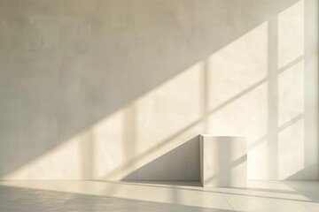 Fototapeta premium A wide-angle view of an empty room with a white wall and floor, perfect for presentations or interior design concepts