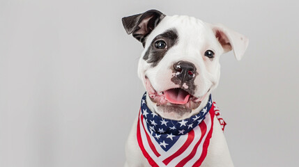 Patriotic Puppy with American Flag Bandana